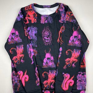 Monster print black long sleeve shirt